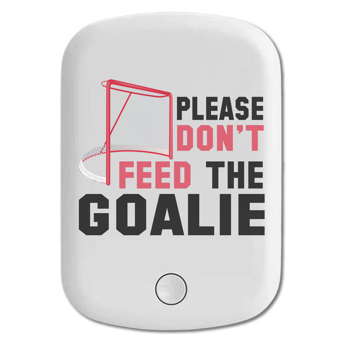 DistinctInk Magnetic Battery Pack, Wireless Portable Charger with USB-C Cable, Compatible with MagSafe iPhone 14 / 13 / 12 Series - Please Don't Feed the Goalie