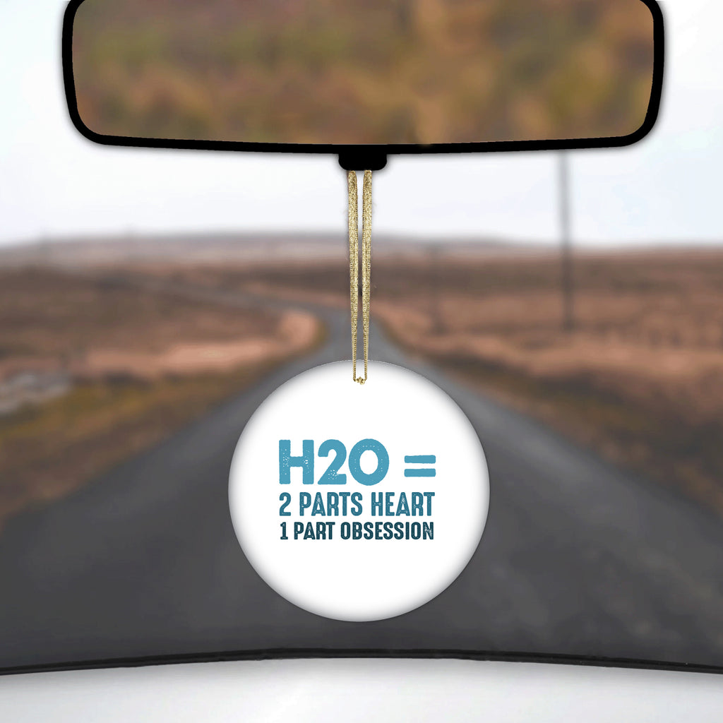 H20 = 2 Parts Heart 1 Part Obsession Ceramic Ornament, view 3