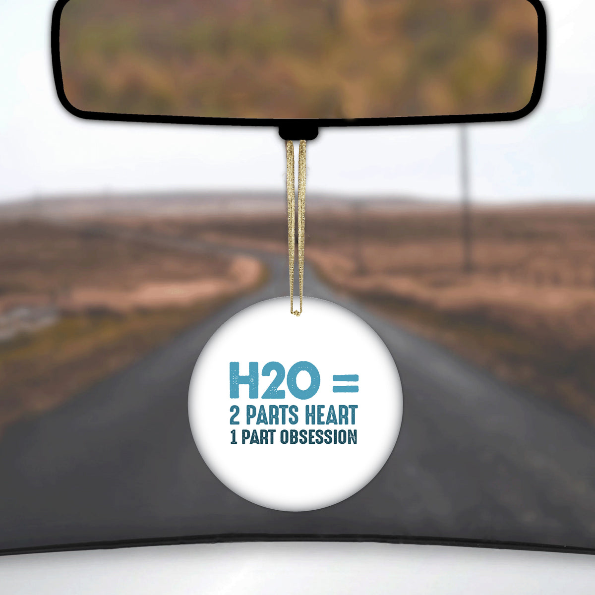 H20 = 2 Parts Heart 1 Part Obsession Ceramic Ornament, view 3