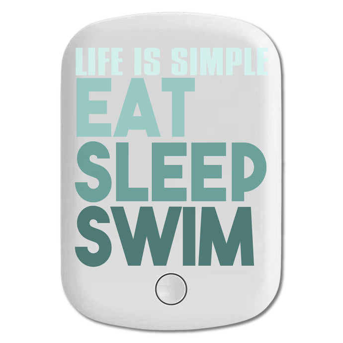 DistinctInk Magnetic Battery Pack, Wireless Portable Charger with USB-C Cable, Compatible with MagSafe iPhone 14 / 13 / 12 Series - Life Is Simple Eat Sleep Swim