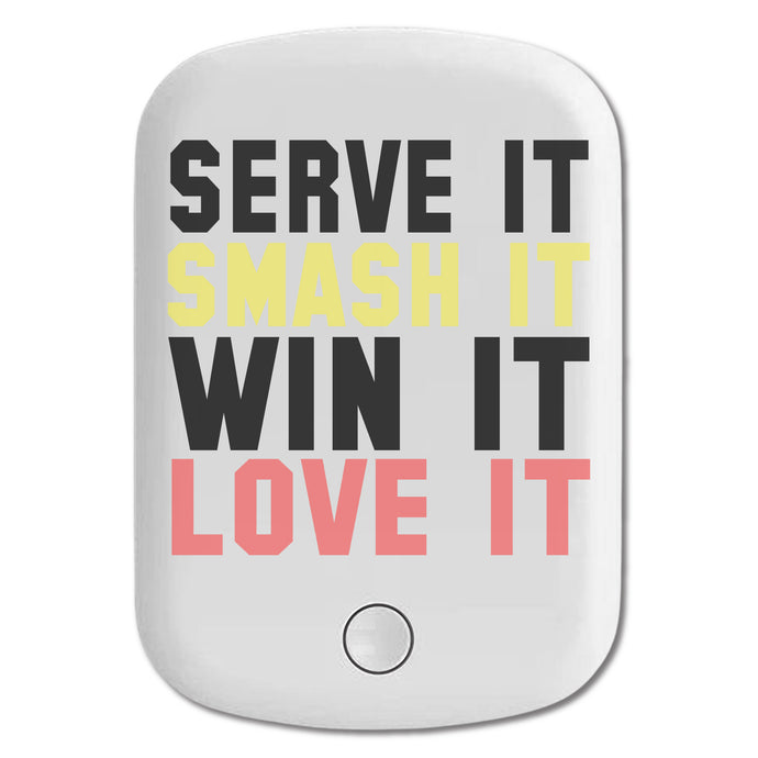 DistinctInk Magnetic Battery Pack, Wireless Portable Charger with USB-C Cable, Compatible with MagSafe iPhone 14 / 13 / 12 Series - Serve It Smash It Win It Love It Tennis