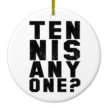 DistinctInk® Hanging Ceramic Christmas Tree Ornament with Gold String - Great Gift / Present - 2 3/4 inch Diameter - Tennis Anyone?