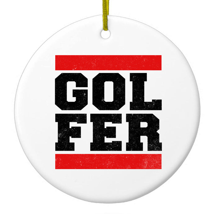 Golfer Word Art Ceramic Ornament