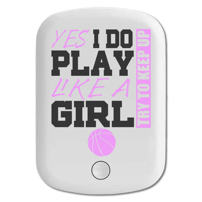 DistinctInk Magnetic Battery Pack, Wireless Portable Charger with USB-C Cable, Compatible with MagSafe iPhone 14 / 13 / 12 Series - Volleyball Yes I Do Play Like a Girl