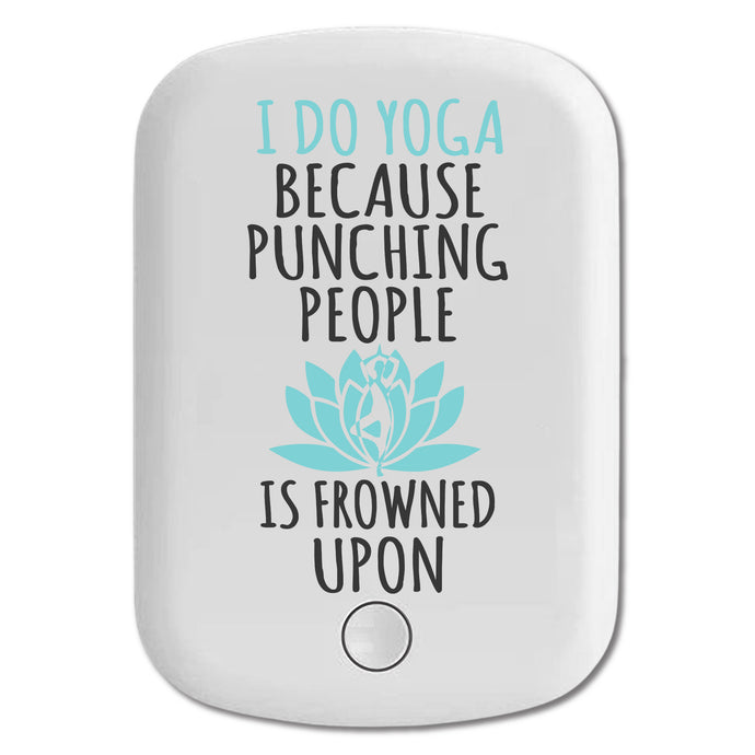 DistinctInk Magnetic Battery Pack, Wireless Portable Charger with USB-C Cable, Compatible with MagSafe iPhone 14 / 13 / 12 Series - I Do Yoga Punching People Frowned Upon