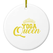DistinctInk® Hanging Ceramic Christmas Tree Ornament with Gold String - Great Gift / Present - 2 3/4 inch Diameter - Yoga Queen Crown