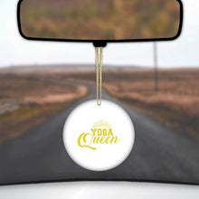 DistinctInk® Hanging Ceramic Christmas Tree Ornament with Gold String - Great Gift / Present - 2 3/4 inch Diameter - Yoga Queen Crown
