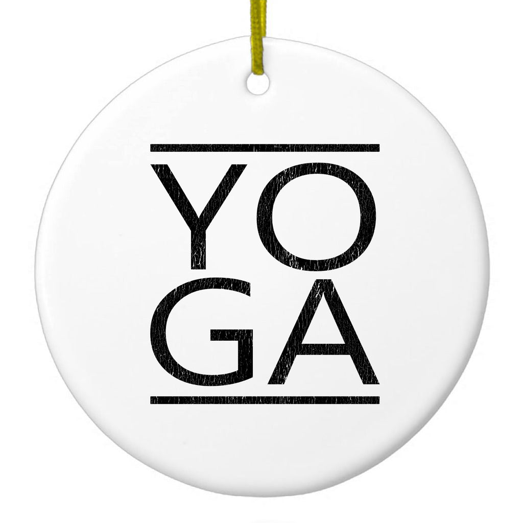 Yoga Black Word Art Ceramic Ornament