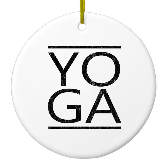 Yoga Black Word Art Ceramic Ornament