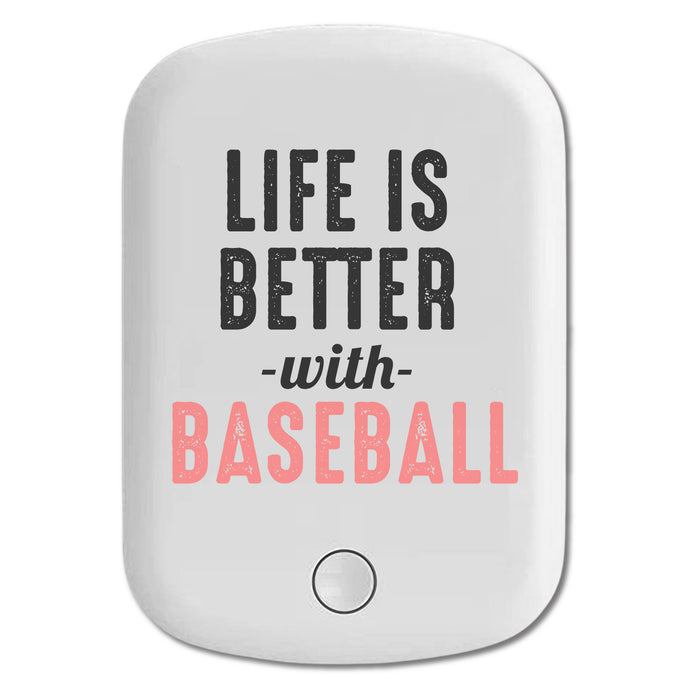 DistinctInk Magnetic Battery Pack, Wireless Portable Charger with USB-C Cable, Compatible with MagSafe iPhone 14 / 13 / 12 Series - Life is Better with Baseball