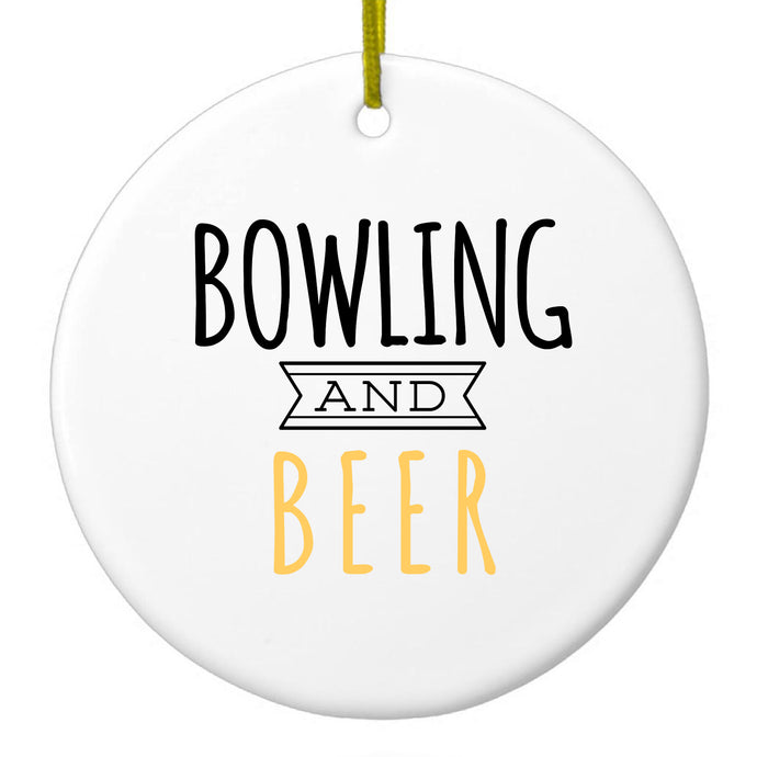 Bowling and Beer Ceramic Ornament