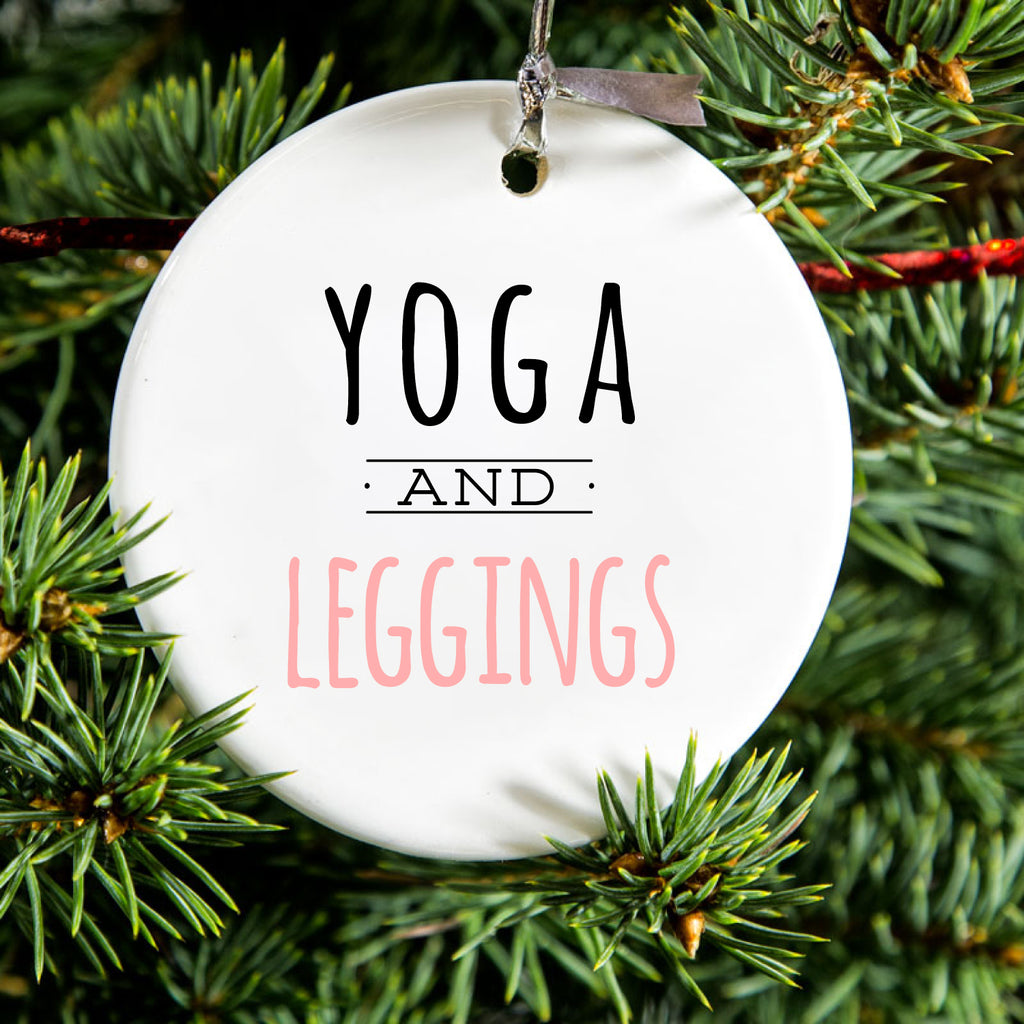 Yoga and Leggings Ceramic Ornament, view 2