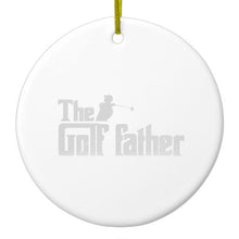 DistinctInk® Hanging Ceramic Christmas Tree Ornament with Gold String - Great Gift / Present - 2 3/4 inch Diameter - The Golf Father