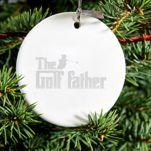 DistinctInk® Hanging Ceramic Christmas Tree Ornament with Gold String - Great Gift / Present - 2 3/4 inch Diameter - The Golf Father
