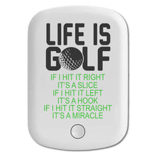DistinctInk Magnetic Battery Pack, Wireless Portable Charger with USB-C Cable, Compatible with MagSafe iPhone 14 / 13 / 12 Series - Life is Golf Slice Hook Straight Miracle