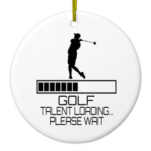 DistinctInk® Hanging Ceramic Christmas Tree Ornament with Gold String - Great Gift / Present - 2 3/4 inch Diameter - Golf Talent Loading Please Wait
