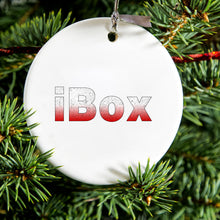 DistinctInk® Hanging Ceramic Christmas Tree Ornament with Gold String - Great Gift / Present - 2 3/4 inch Diameter - iBox Boxing