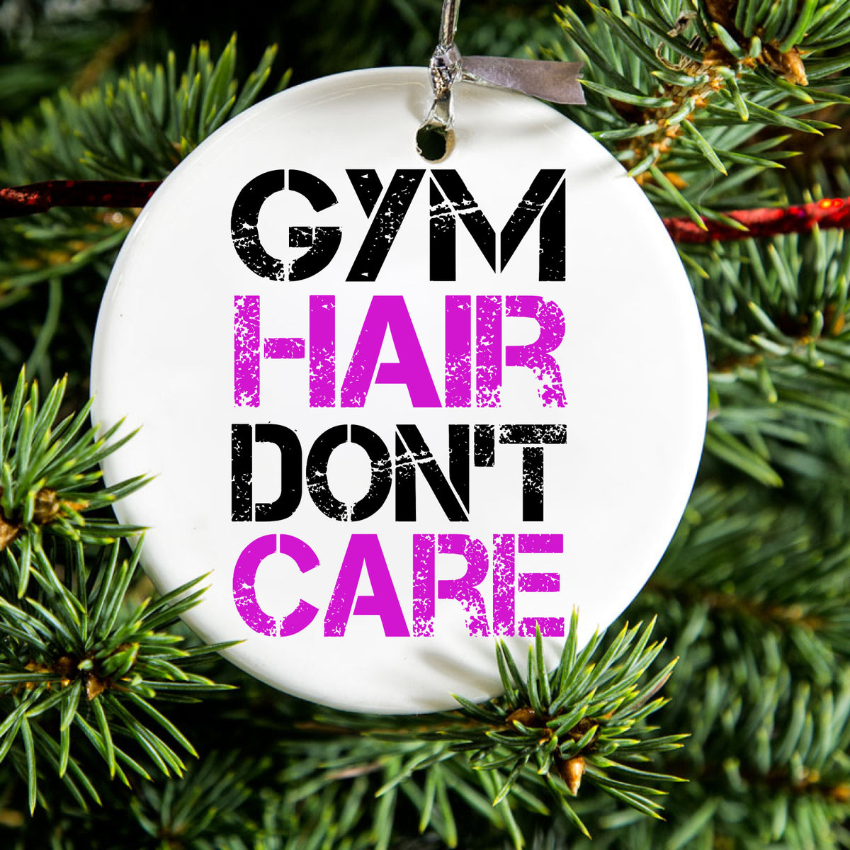 Gym Hair Don't Care Ceramic Ornament, view 2