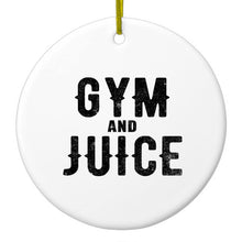DistinctInk® Hanging Ceramic Christmas Tree Ornament with Gold String - Great Gift / Present - 2 3/4 inch Diameter - Gym And Juice