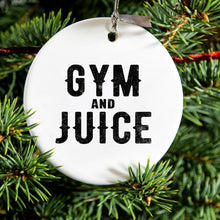 DistinctInk® Hanging Ceramic Christmas Tree Ornament with Gold String - Great Gift / Present - 2 3/4 inch Diameter - Gym And Juice