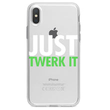 DistinctInk® Clear Shockproof Hybrid Case for Apple iPhone / Samsung Galaxy / Google Pixel - Just Twerk It