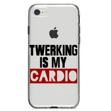 DistinctInk® Clear Shockproof Hybrid Case for Apple iPhone / Samsung Galaxy / Google Pixel - Twerking is My Cardio