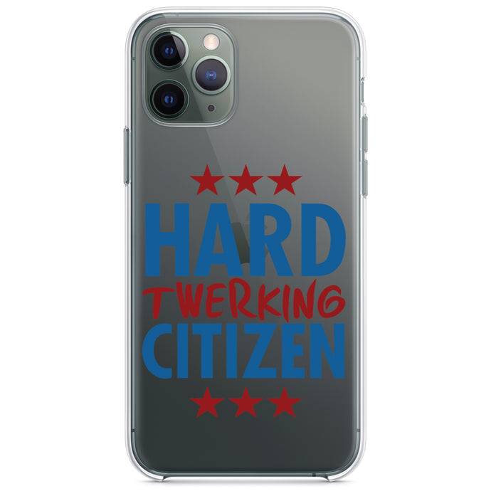 DistinctInk® Clear Shockproof Hybrid Case for Apple iPhone / Samsung Galaxy / Google Pixel - Hard Twerking Citizen