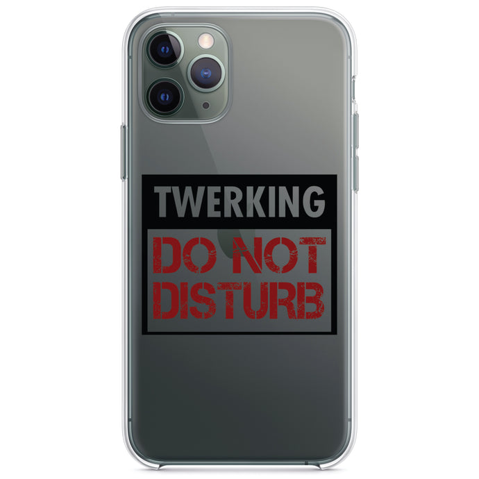 DistinctInk® Clear Shockproof Hybrid Case for Apple iPhone / Samsung Galaxy / Google Pixel - Twerking Do Not Disturb