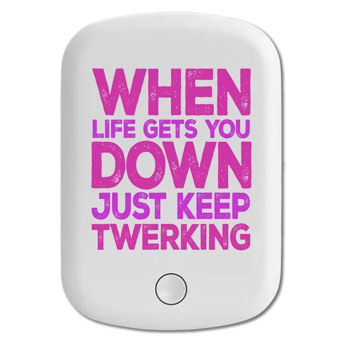 DistinctInk Magnetic Battery Pack, Wireless Portable Charger with USB-C Cable, Compatible with MagSafe iPhone 14 / 13 / 12 Series - When Life Gets You Down Just Keep Twerking