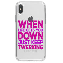 DistinctInk® Clear Shockproof Hybrid Case for Apple iPhone / Samsung Galaxy / Google Pixel - When Life Gets You Down Just Keep Twerking