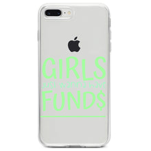 DistinctInk® Clear Shockproof Hybrid Case for Apple iPhone / Samsung Galaxy / Google Pixel - Girls Just Wanna Have Fund $