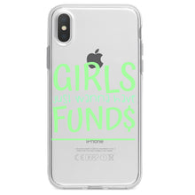 DistinctInk® Clear Shockproof Hybrid Case for Apple iPhone / Samsung Galaxy / Google Pixel - Girls Just Wanna Have Fund $