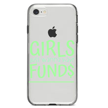 DistinctInk® Clear Shockproof Hybrid Case for Apple iPhone / Samsung Galaxy / Google Pixel - Girls Just Wanna Have Fund $
