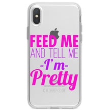 DistinctInk® Clear Shockproof Hybrid Case for Apple iPhone / Samsung Galaxy / Google Pixel - Feed Me and Tell Me I'm Pretty