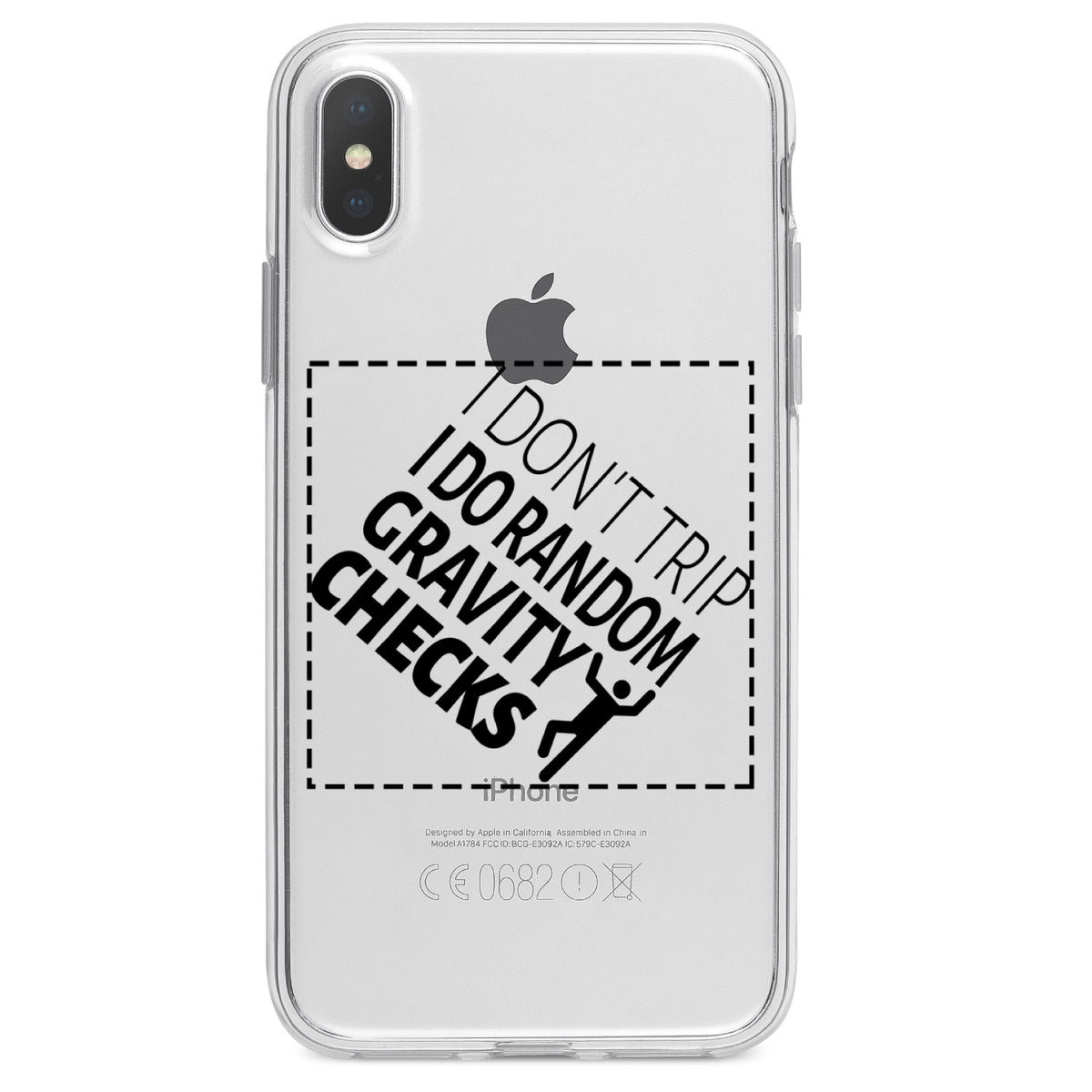 I Don't Trip I Do Random Gravity Checks Clear Shockproof iPhone Case, view 4