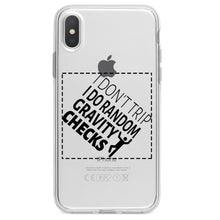 DistinctInk® Clear Shockproof Hybrid Case for Apple iPhone / Samsung Galaxy / Google Pixel - I Don't Trip I Do Random Gravity Checks