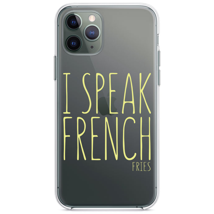 DistinctInk® Clear Shockproof Hybrid Case for Apple iPhone / Samsung Galaxy / Google Pixel - I Speak French