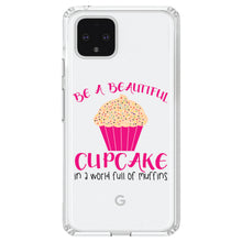 DistinctInk® Clear Shockproof Hybrid Case for Apple iPhone / Samsung Galaxy / Google Pixel - Be a Beautiful Cupcake in a World of Muffins