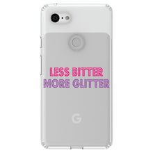 DistinctInk® Clear Shockproof Hybrid Case for Apple iPhone / Samsung Galaxy / Google Pixel - Less Bitter More Glitter