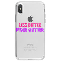 DistinctInk® Clear Shockproof Hybrid Case for Apple iPhone / Samsung Galaxy / Google Pixel - Less Bitter More Glitter