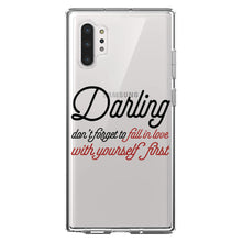DistinctInk® Clear Shockproof Hybrid Case for Apple iPhone / Samsung Galaxy / Google Pixel - Darling Don't Forget to Fall In Love with Yourself