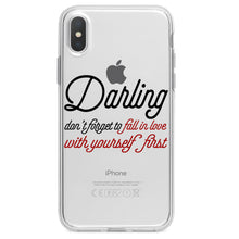 DistinctInk® Clear Shockproof Hybrid Case for Apple iPhone / Samsung Galaxy / Google Pixel - Darling Don't Forget to Fall In Love with Yourself