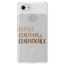 DistinctInk® Clear Shockproof Hybrid Case for Apple iPhone / Samsung Galaxy / Google Pixel - Coffee Contour & Confidence