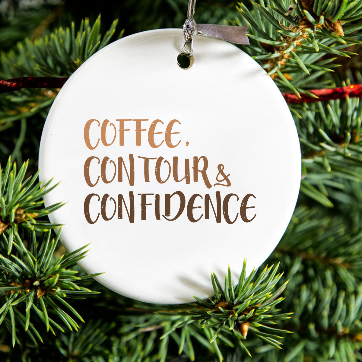 Coffee Contour & Confidence Ceramic Ornament, view 2