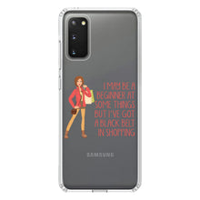 DistinctInk® Clear Shockproof Hybrid Case for Apple iPhone / Samsung Galaxy / Google Pixel - Beginner at Some Things Black Belt in Shopping