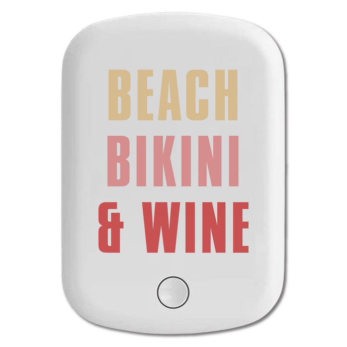 DistinctInk Magnetic Battery Pack, Wireless Portable Charger with USB-C Cable, Compatible with MagSafe iPhone 14 / 13 / 12 Series - Beach Bikini & Wine