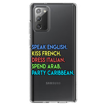 DistinctInk® Clear Shockproof Hybrid Case for Apple iPhone / Samsung Galaxy / Google Pixel - Speak English Kiss French Dress Italian