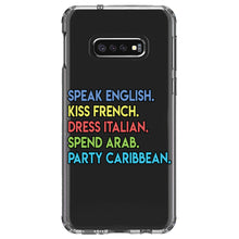 DistinctInk® Clear Shockproof Hybrid Case for Apple iPhone / Samsung Galaxy / Google Pixel - Speak English Kiss French Dress Italian
