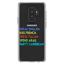 DistinctInk® Clear Shockproof Hybrid Case for Apple iPhone / Samsung Galaxy / Google Pixel - Speak English Kiss French Dress Italian