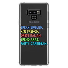DistinctInk® Clear Shockproof Hybrid Case for Apple iPhone / Samsung Galaxy / Google Pixel - Speak English Kiss French Dress Italian